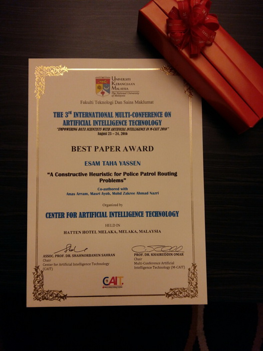 The Researcher Dr. Esam Taha Yassen Director of Computing Centre for first place